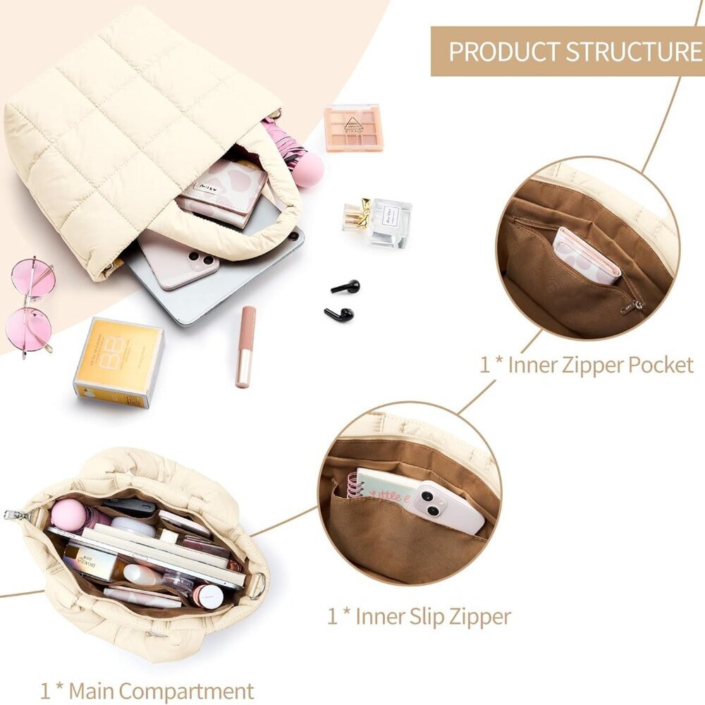 Chic Lightweight Nylon Handbag - Versatile Puffer… - image 5